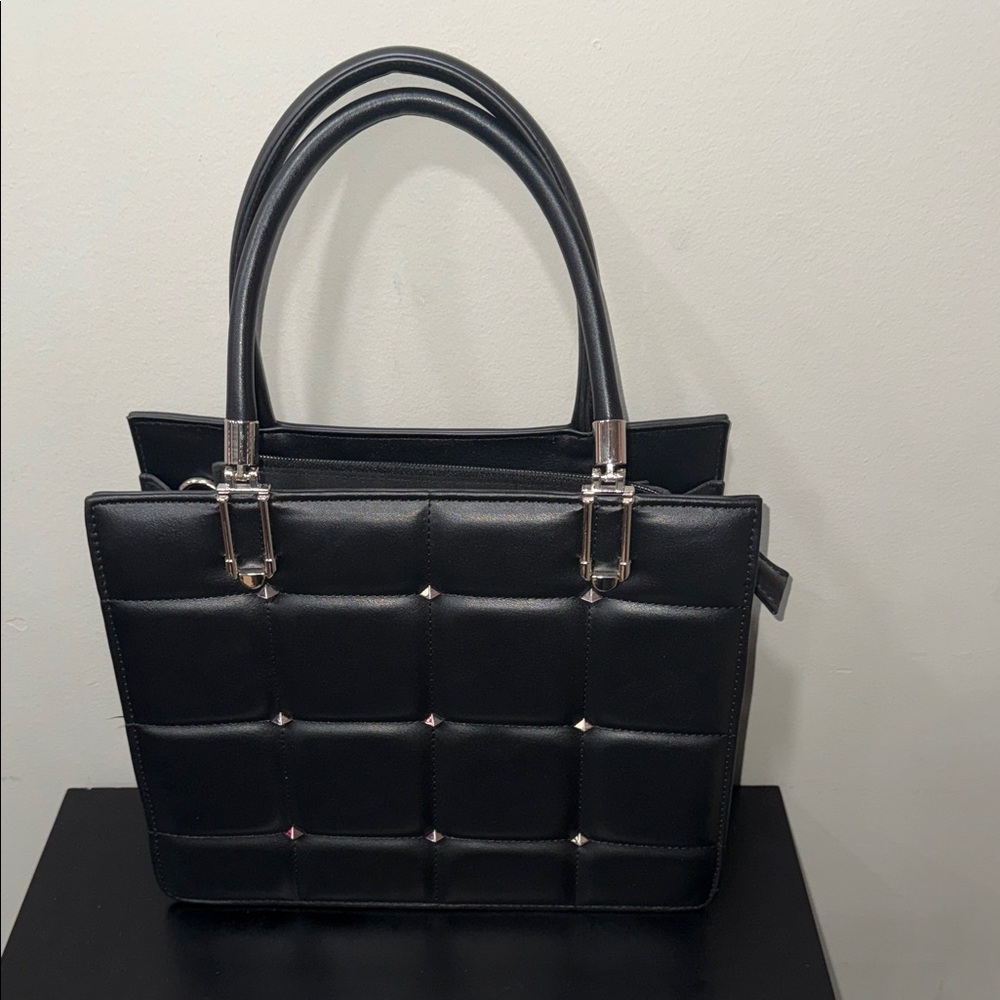 Elegant Black Quilted Tote Bag